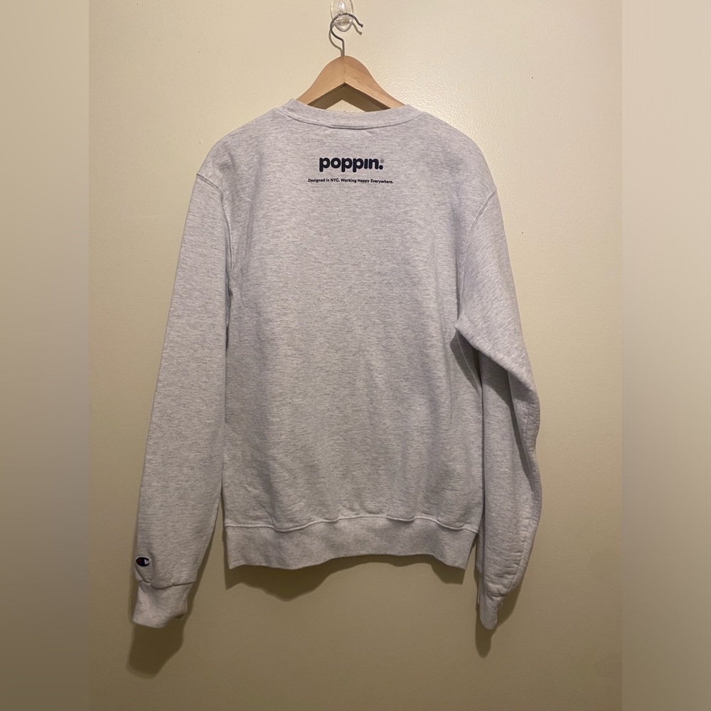 Champion Eco Authentic Gray with Work Happy Sweatshirt. Unisex style . Size M - Picture 2 of 8